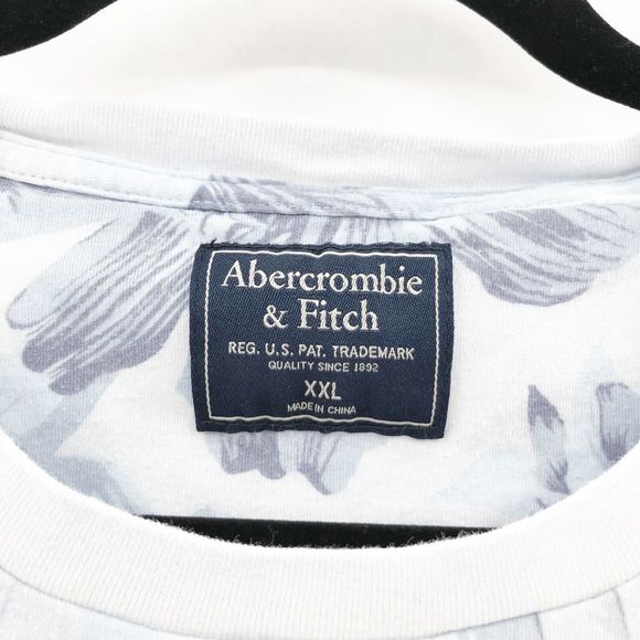 Abercrombie & Fitch Shirts Abercrombie Fitch Mens White Blue Hawaiian Tropical Graphic T